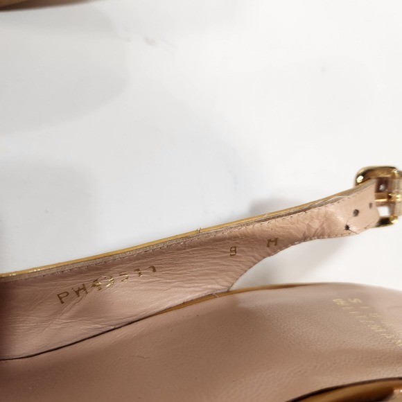 Vintage Stuart Weitzman Shoes Womens Size 9M Yellow Patent Wedge Heels Platform - Picture 8 of 9